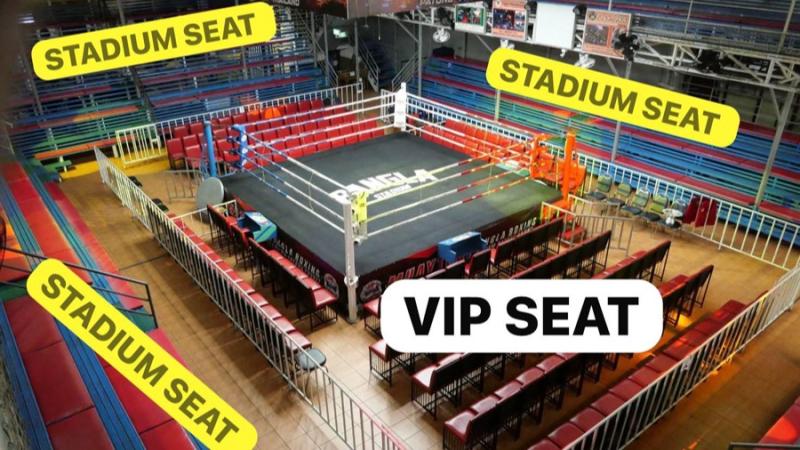 Стадион Bangla Boxing в Патонге: ринг в центре, трибуны STADIUM SEAT и VIP SEAT